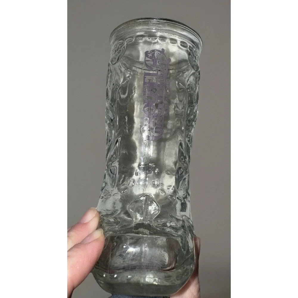 Vintage Carousel Dinner Theatre Ravenna Ohio Cowboy Boot Glass Beer Mug Clear